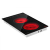 VEVOR Electric Cooktop 12inch 2 Burners Portable Stove Top 1800W 120V, Ceramic Countertop/Built-in Radiant Electric Stove, with 16 Power Levels, Timer, Child Lock, Over-Heat Guard, Touch Control