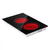 VEVOR Electric Cooktop 12inch 2 Burners Portable Stove Top 1800W 120V, Ceramic Countertop/Built-in Radiant Electric Stove, with 9 Power Levels, Timer, Child Lock, Over-Heat Guard, Touch Control