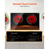 VEVOR Electric Cooktop 24inch 2 Burners Portable Stove Top 1800W 120V, Ceramic Countertop/Built-in Radiant Electric Stove , with 9 Power Levels, Timer, Child Lock, Over-Heat Guard, Touch Control