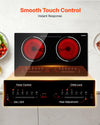 VEVOR Electric Cooktop 24inch 2 Burners Portable Stove Top 1800W 120V, Ceramic Countertop/Built-in Radiant Electric Stove , with 9 Power Levels, Timer, Child Lock, Over-Heat Guard, Touch Control