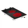 VEVOR Electric Cooktop 12in 2 Burners Portable Stove Top 1800W 120V Plug In, Ceramic Countertop/Built-in Radiant Electric Stove , with 11 Power Levels, Over-Heat Guard, Knob Control