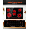 VEVOR Electric Cooktop 30inch 5 Burners Stove Top 8900W 220V No Plug, Ceramic Built-in Radiant Electric Stove , with 9 Power Levels, Timer, Child Lock, Over-Heat Guard, Touch Control