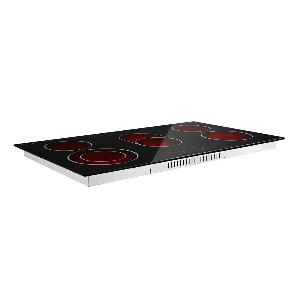 VEVOR Electric Cooktop 36inch 5 Burners Stove Top 8900W 220V No Plug, Ceramic Built-in Radiant Electric Stove , with 9 Power Levels, Timer, Child Lock, Over-Heat Guard, Touch Control