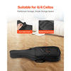 VEVOR 4/4 Full Size Cello Case, Nylon Waterproof, Lightweight Portable Travel Carrying Bag, with Reinforced Handle, Dual Shoulder Straps, Anti-Scratch, Professional Cello-Shape, for Cello, Black