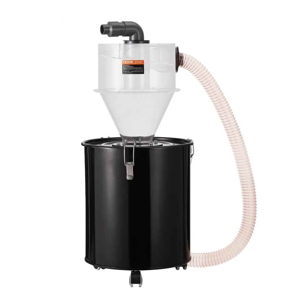 VEVOR Cyclone Dust Separator with Metal Tank, 4" Retrofit Cyclone Separator for Dust Collectors, ABS Dust Deputy With 2" Hole O.D. Connector & Hose for Wet/Dry Shop Vacuums, Fits 13.21 Gallon Tank