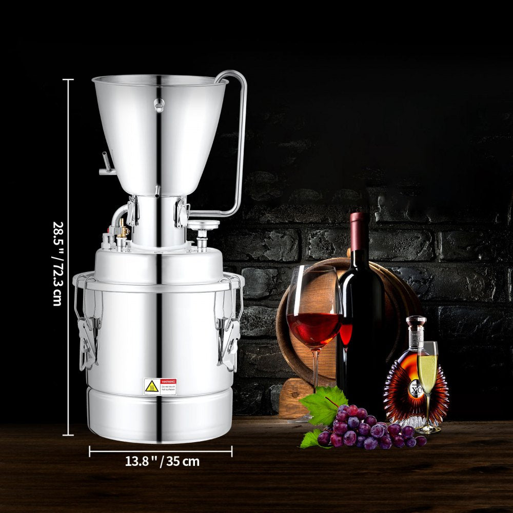 VEVOR Water Alcohol Distiller, 8 Gal/30 L, 304 Stainless Steel Still with 6-Lap Coil & Exhaust Port, Home Distillery Kit with Thermometer Pump, Oxygen-Free Steaming for Purer Whiskey Brandy Essential