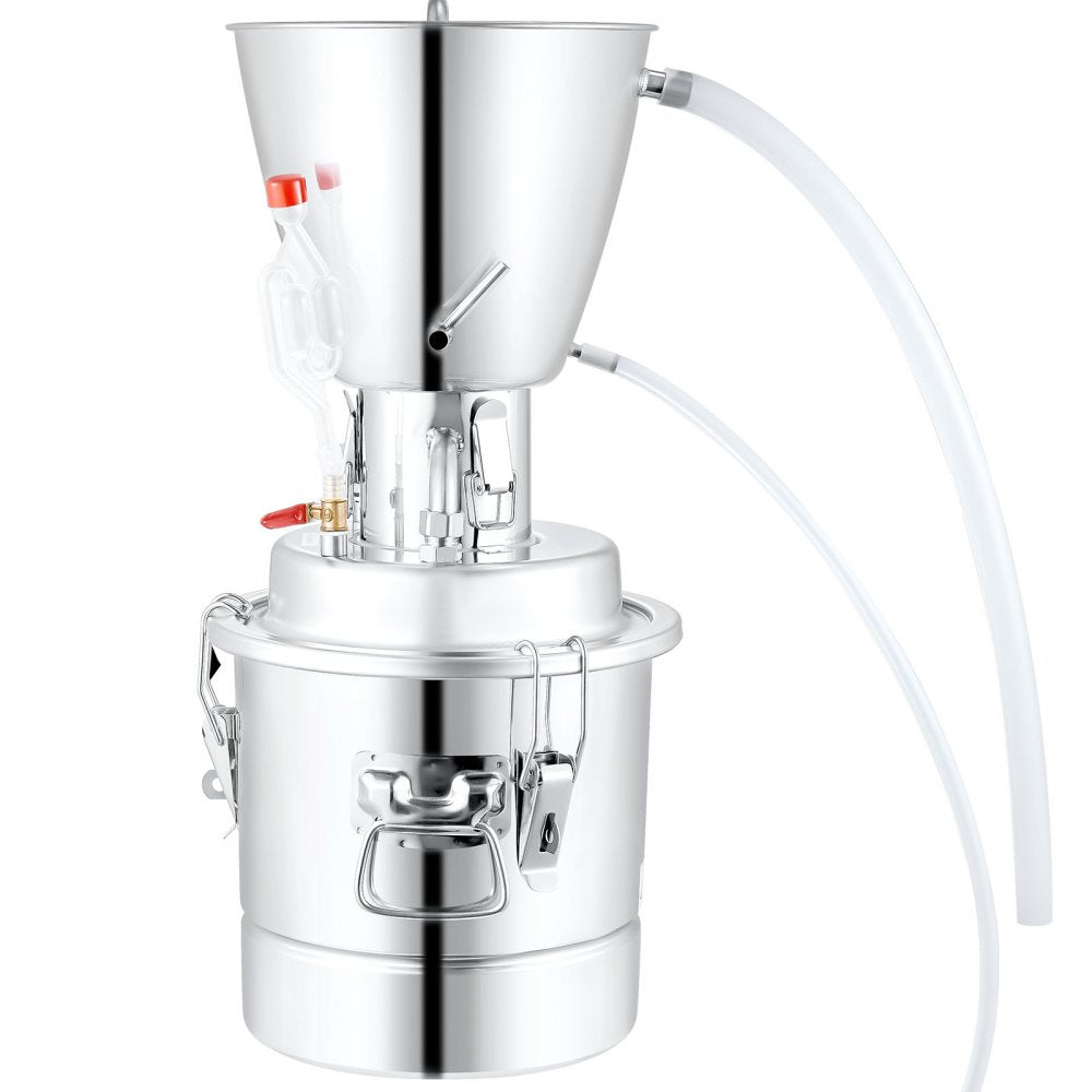 VEVOR Water Alcohol Distiller, 8 Gal/30 L, 304 Stainless Steel Still with 6-Lap Coil & Exhaust Port, Home Distillery Kit with Thermometer Pump, Oxygen-Free Steaming for Purer Whiskey Brandy Essential