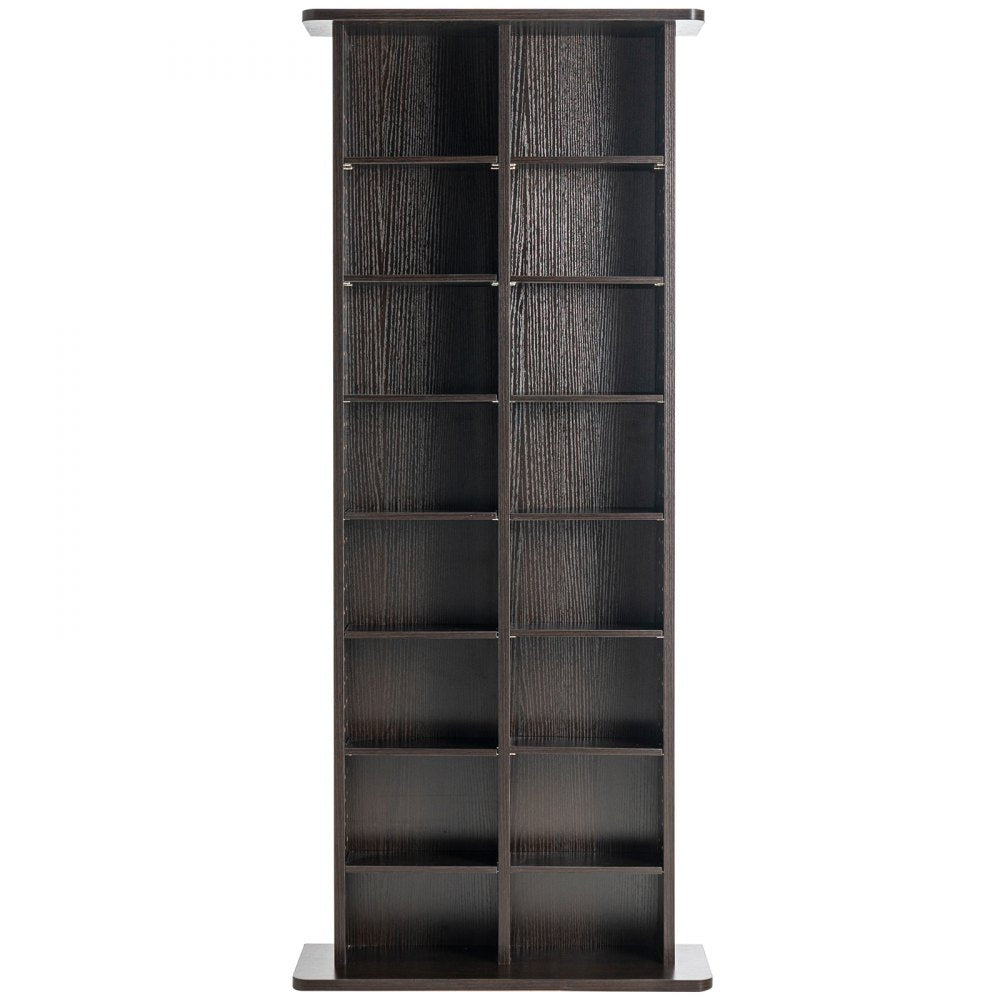VEVOR Media Storage Cabinet, 8-layer DVD Shelf Holds up to 464 CDs, Adjustable CD Shelves 16 Compartments, Protects & Organizes Music, Movie, Video Games or Memorabilia Collections, Espresso