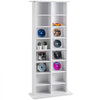 VEVOR Media Storage Cabinet, 8-layer DVD Shelf Holds up to 464 CDs, Adjustable CD Shelves 16 Compartments, Protects & Organizes Music, Movie, Video Games or Memorabilia Collections, White