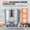 VEVOR Stainless Steel Kettle, 5 GALLON Brewing Pot, Tri Ply Bottom for Beer, Brew Kettle Pot, Home Brewing Supplies Includes Lid, Handle, Thermometer, Ball Valve Spigot, Filter, Filter Tray