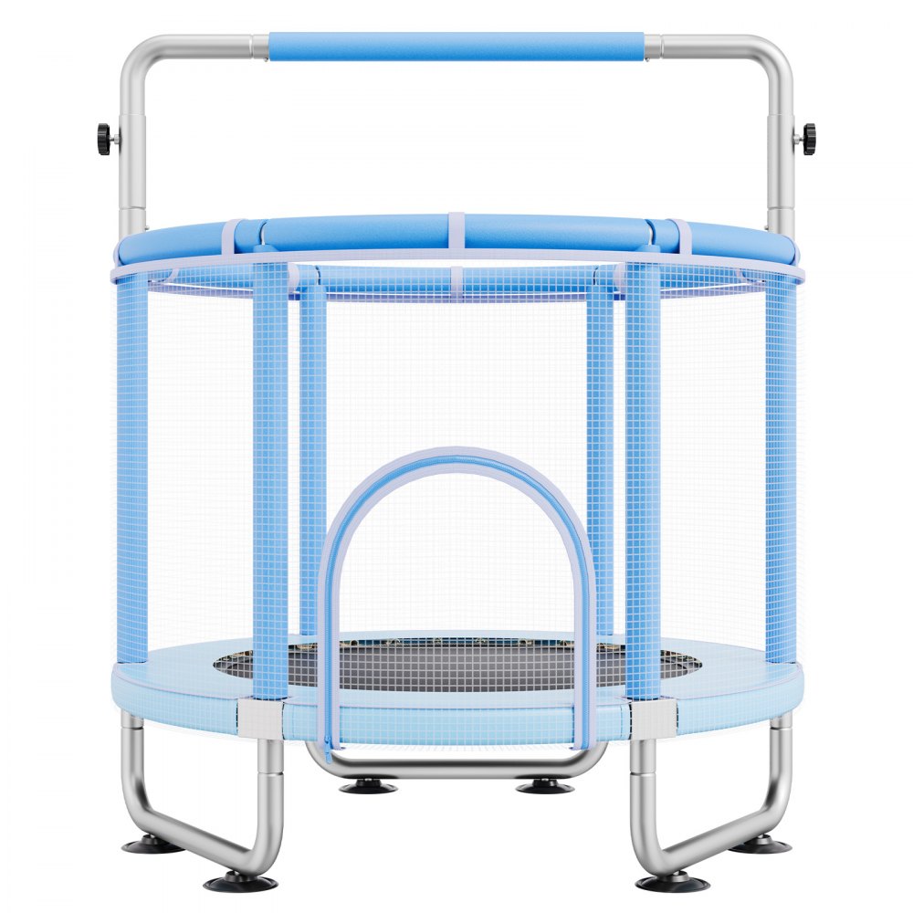 VEVOR 55" Kids Trampoline, 4.6FT Indoor Outdoor Trampoline, Mini Toddler Recreational Trampolinewith Safety Enclosure Net and Basketball Hoop, Birthday Gifts Christmas Toys for 3+ Years Children, Blue