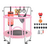 VEVOR 55" Kids Trampoline, 4.6FT Indoor Outdoor Trampoline, Mini Toddler Recreational Trampolinewith Safety Enclosure Net and Basketball Hoop, Birthday Gifts Christmas Toys for 3+ Years Children, Pink