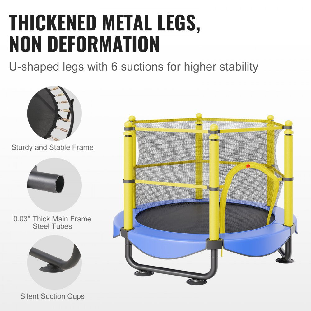 VEVOR 5FT Trampoline for Kids, 60" Indoor Outdoor Trampoline with Safety Enclosure Net, Basketball Hoop and Ocean Balls, Mini Toddler Recreational Trampoline Birthday Gifts for 3+ Years Kids