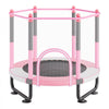 VEVOR 60" Kids Trampoline, 5FT Indoor Outdoor Trampoline, Mini Toddler Recreational Trampolinewith Safety Enclosure Net and Basketball Hoop, Birthday Gifts Christmas Toys for 3+ Years Children, Pink