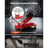 Effortless hydraulic lifting - pump handle operation and controlled lowering