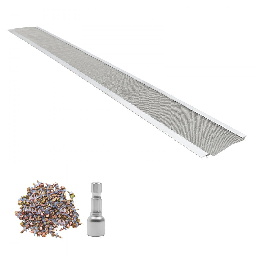 VEVOR Gutter Guard, 5 in Aluminum Gutter Cover with Stainless Steel Micro Mesh, Heavy-Duty 48ft Length, 0.04in Thick, Leaf Guard for Debris and Pine Needles, Easy DIY Install, Screws Included, 12 PCS