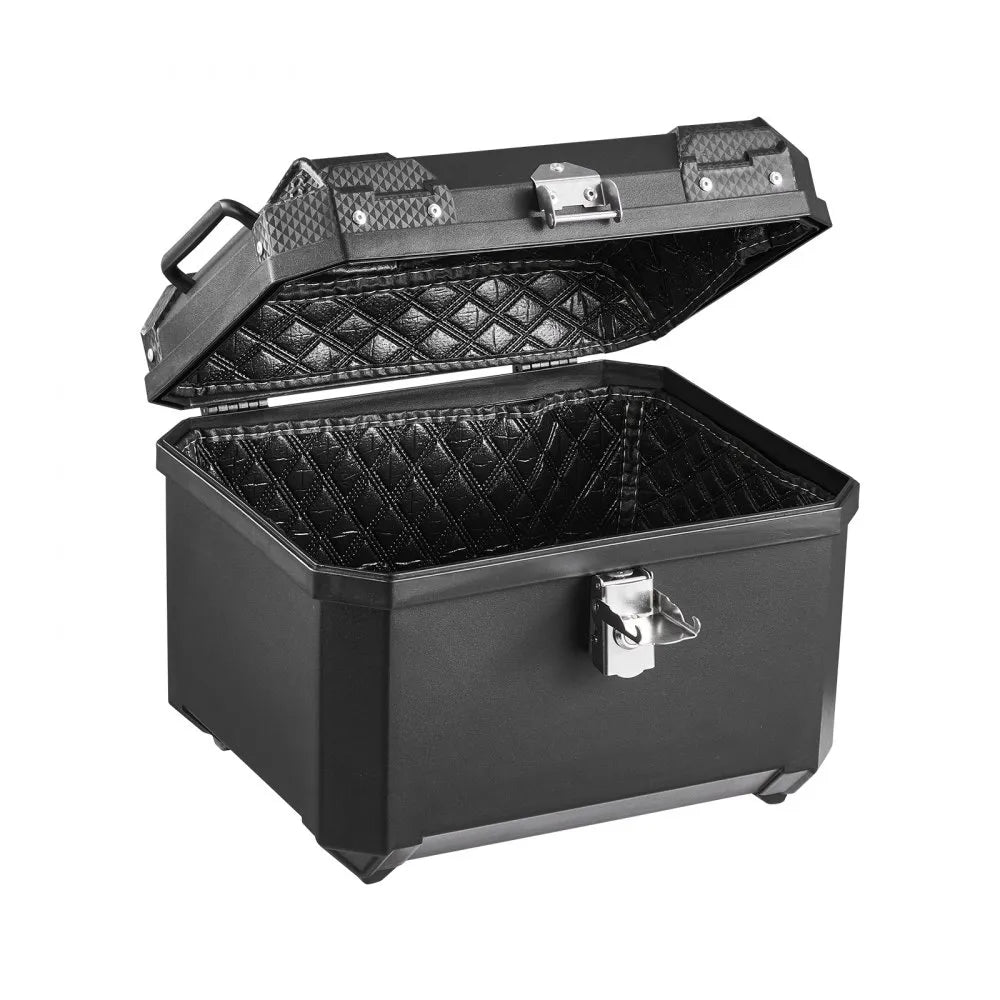VEVOR Motorcycle Top Case 45L Universal Waterproof ABS Motorcycle Tail Case, Detachable Motorbike Top Box with Security Lock & Leather Liner for Luggage Storage