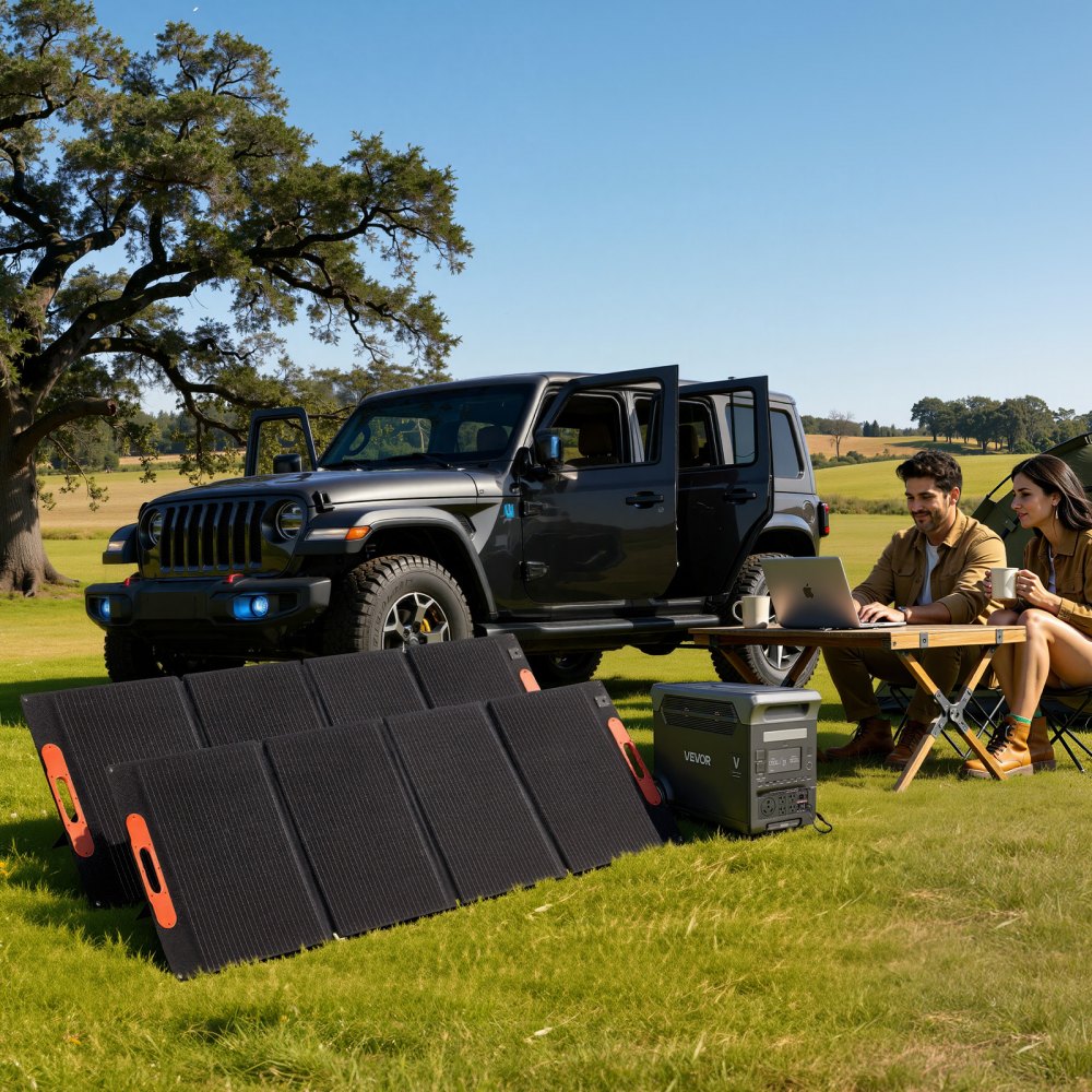 VEVOR Portable Power Station with 2PCS 200W Solar Panels, 3000W Solar Generator Power Station, 3072Wh LiFePO4 Battery Backup with 15 Output Ports for for Home Emergency, Outdoor Camping, RV Travel
