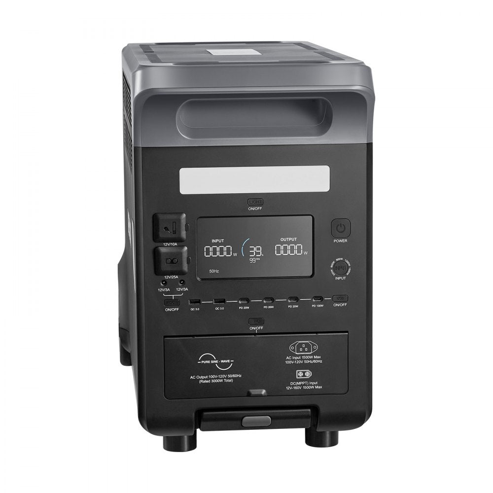 VEVOR Portable Power Station with 2PCS 200W Solar Panels, 3000W Solar Generator Power Station, 3072Wh LiFePO4 Battery Backup with 15 Output Ports for for Home Emergency, Outdoor Camping, RV Travel