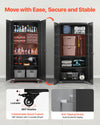 VEVOR Metal Storage Cabinet, 72.6 in Rolling Steel Garage Cabinet with 4 Adjustable Shelves, 2 Magnetic Doors & 2 Keys, 5 Tiers Lockable Tool Storage for Pantry, Warehouse, Basement, Office, Black