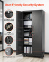VEVOR Metal Storage Cabinet, 70.6 in Rolling Steel Garage Cabinet with Adjustable Shelves, 2 Magnetic Doors, Hanging Rod & 3 Rod Hooks, 5 Tiers Lockable Tool Storage for Pantry, Warehouse, Basement