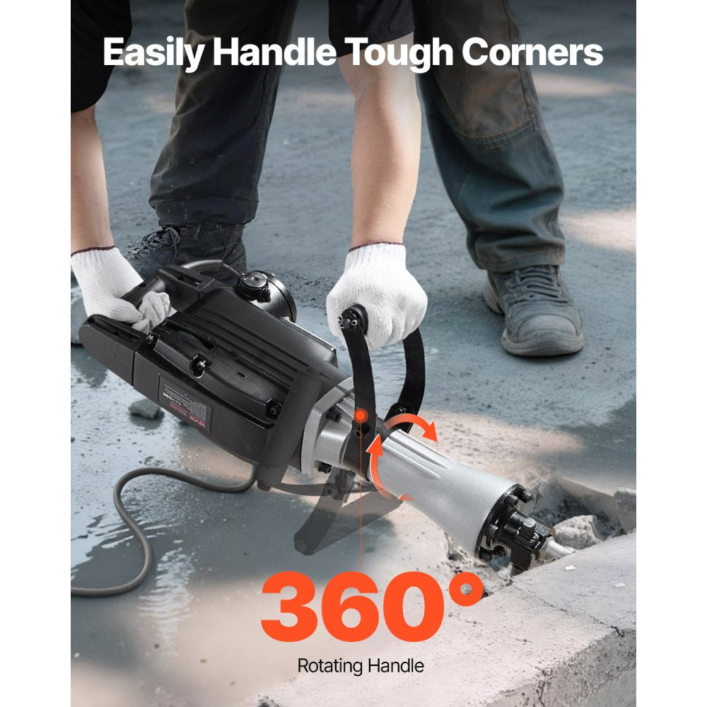 VEVOR Demolition Jack Hammer, 2800 W Powerful Electric Jackhammer, 1200 BPM Concrete Breaker with a Point Chisel, a Flat Chisel, Carrying Case, Gloves, for Concrete, Wall, Brick, Tile and Foundation