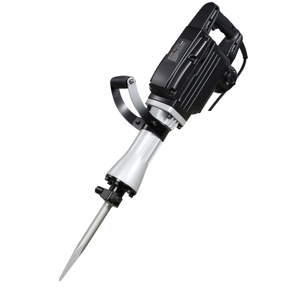 VEVOR Demolition Jack Hammer, 2800 W Powerful Electric Jackhammer, 1200 BPM Concrete Breaker with a Point Chisel, a Flat Chisel, Carrying Case, Gloves, for Concrete, Wall, Brick, Tile and Foundation
