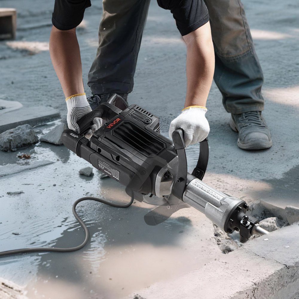 VEVOR Demolition Jack Hammer, 3000 W Powerful Electric Jackhammer, 1700 BPM Concrete Breaker with a Point Chisel, Carrying Case, Gloves, Goggles, for Concrete, Wall, Brick, Tile and Foundation