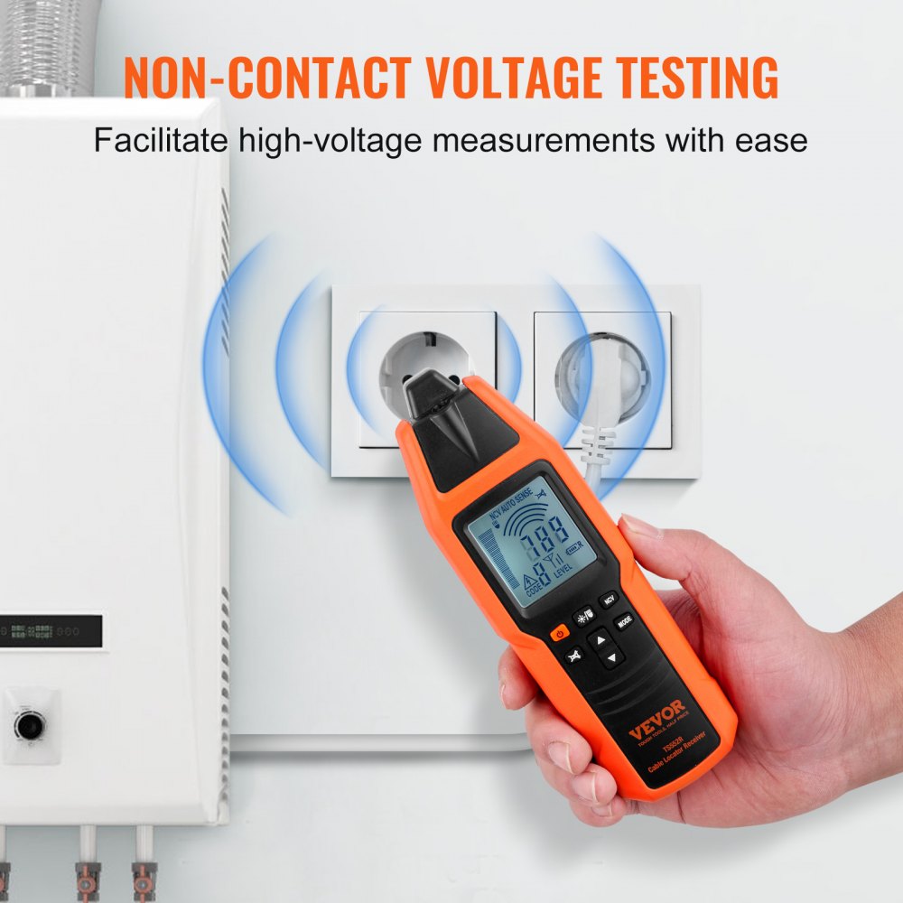 VEVOR Subterranean Wire Tracker, Up to 3 FT Detection Depth, Voltage Range 12-600V, Circuit and Line Break Locator, Extends to 6561 FT for Underground Pipes, Electric Fencing, Hidden Wires