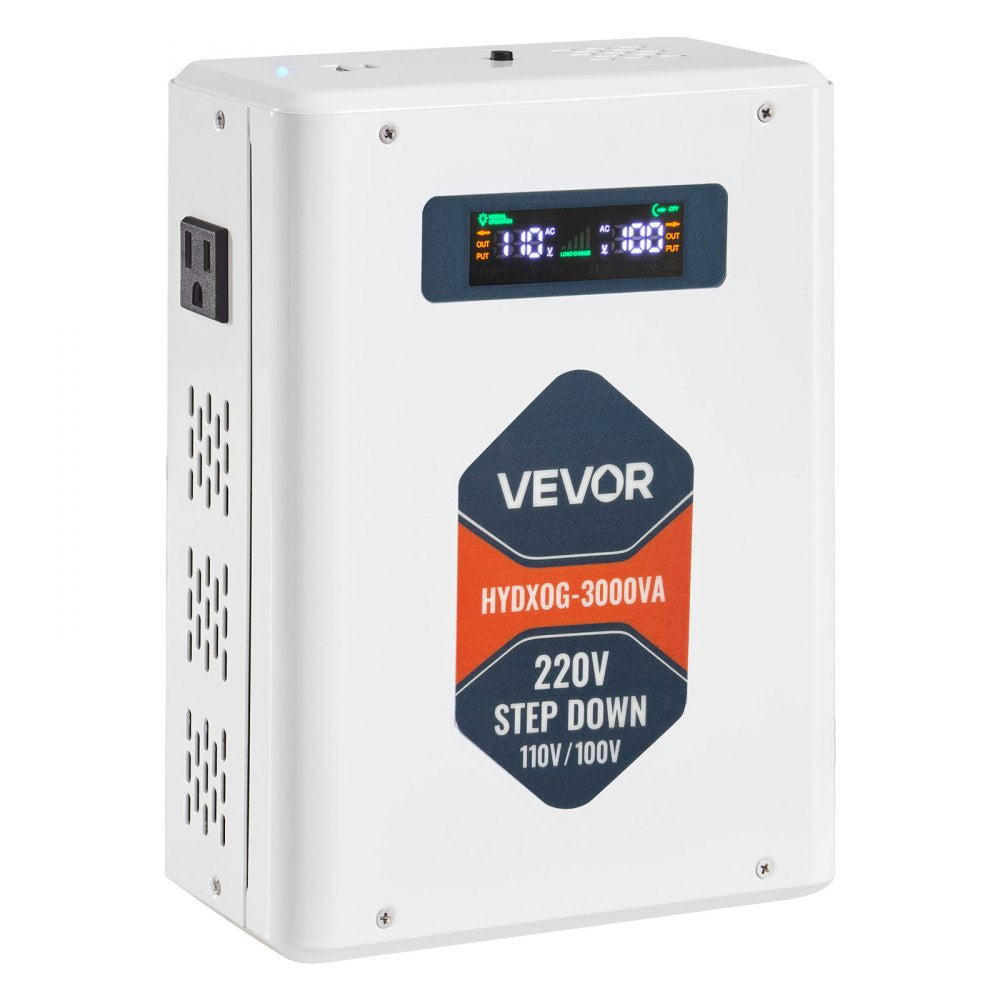 VEVOR Step Down Voltage Converter, 3000VA, Heavy Duty Voltage Power Converter, 220V to 110V Power Transformer, with 2 US Outlets, USB Output, LCD Display, Temperature Protection, for 110V Appliances