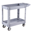 VEVOR Utility Cart, 550 lbs Capacity, 2 Tier Service Cart with 360° Swivel & Fixed Wheels (2 with Brakes), Heavy Duty Plastic Rolling with Storage Tray, Tool Storage for Garage Warehouse Workshop