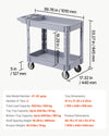 VEVOR Utility Cart, 550 lbs Capacity, 2 Tier Service Cart with 360° Swivel & Fixed Wheels (2 with Brakes), Heavy Duty Plastic Rolling with Storage Tray, Tool Storage for Garage Warehouse Workshop