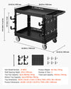 VEVOR Utility Cart, 550 lbs Capacity, 2 Tier Service Cart with 360° Swivel & Fixed Wheels (2 with Brakes), Heavy Duty Plastic Rolling with Tray and Pegboard, Tool Storage for Garage Warehouse, Black