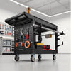 VEVOR Utility Cart, 550 lbs Capacity, 2 Tier Service Cart with 360° Swivel & Fixed Wheels (2 with Brakes), Heavy Duty Plastic Rolling with Tray and Pegboard, Tool Storage for Garage Warehouse, Black