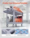 VEVOR Utility Cart, 550 lbs Capacity, 2 Tier Service Cart with 360° Swivel & Fixed Wheels (2 with Brakes), Heavy Duty Plastic Rolling with Storage Tray, Tool Storage for Garage Warehouse Workshop Gray