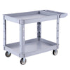 VEVOR Utility Cart, 550 lbs Capacity, 2 Tier Service Cart with 360° Swivel & Fixed Wheels (2 with Brakes), Heavy Duty Plastic Rolling with Storage Tray, Tool Storage for Garage Warehouse Workshop Gray