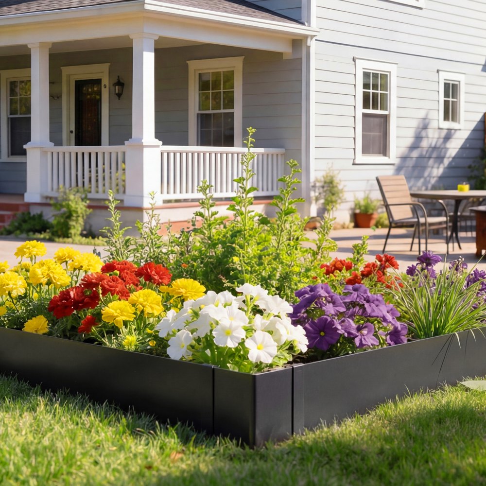 VEVOR Galvanized Steel Landscape Edging, 6-Pack 40 x 10 Inch Metal Edging for Landscaping with 8 Mounting Clips, Heavy Duty Metal Garden Edge Border for Flower Bed, Yard Pathway, Black