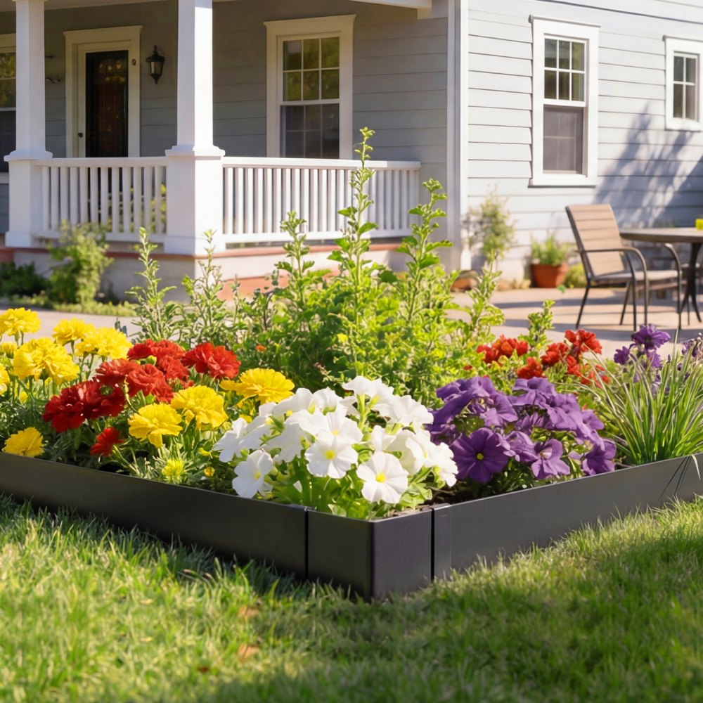 VEVOR Galvanized Steel Landscape Edging, 12-Pack 40 x 8 Inch Metal Edging for Landscaping with 14 Mounting Clips, Heavy Duty Metal Garden Edge Border for Flower Bed, Yard Pathway, Black