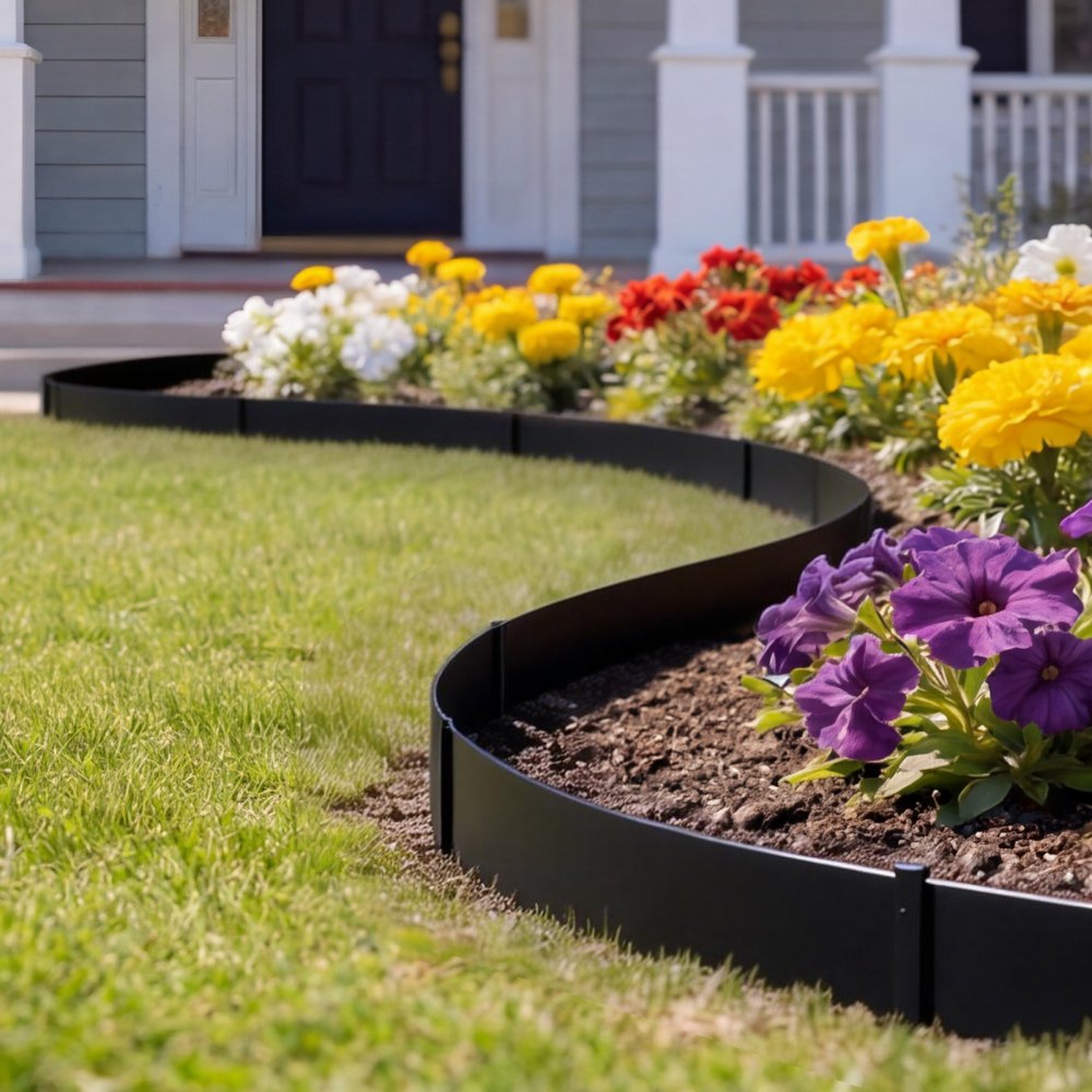 VEVOR Galvanized Steel Landscape Edging, 6-Pack 40 x 8 Inch Metal Edging for Landscaping with 6 Mounting Clips, Bendable Metal Garden Edge Border for Flower Bed, Yard Pathway, Black