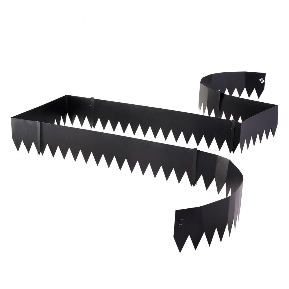 VEVOR Galvanized Steel Landscape Edging, 6-Pack 40 x 8 Inch Metal Edging for Landscaping with 6 Mounting Clips, Bendable Metal Garden Edge Border for Flower Bed, Yard Pathway, Black