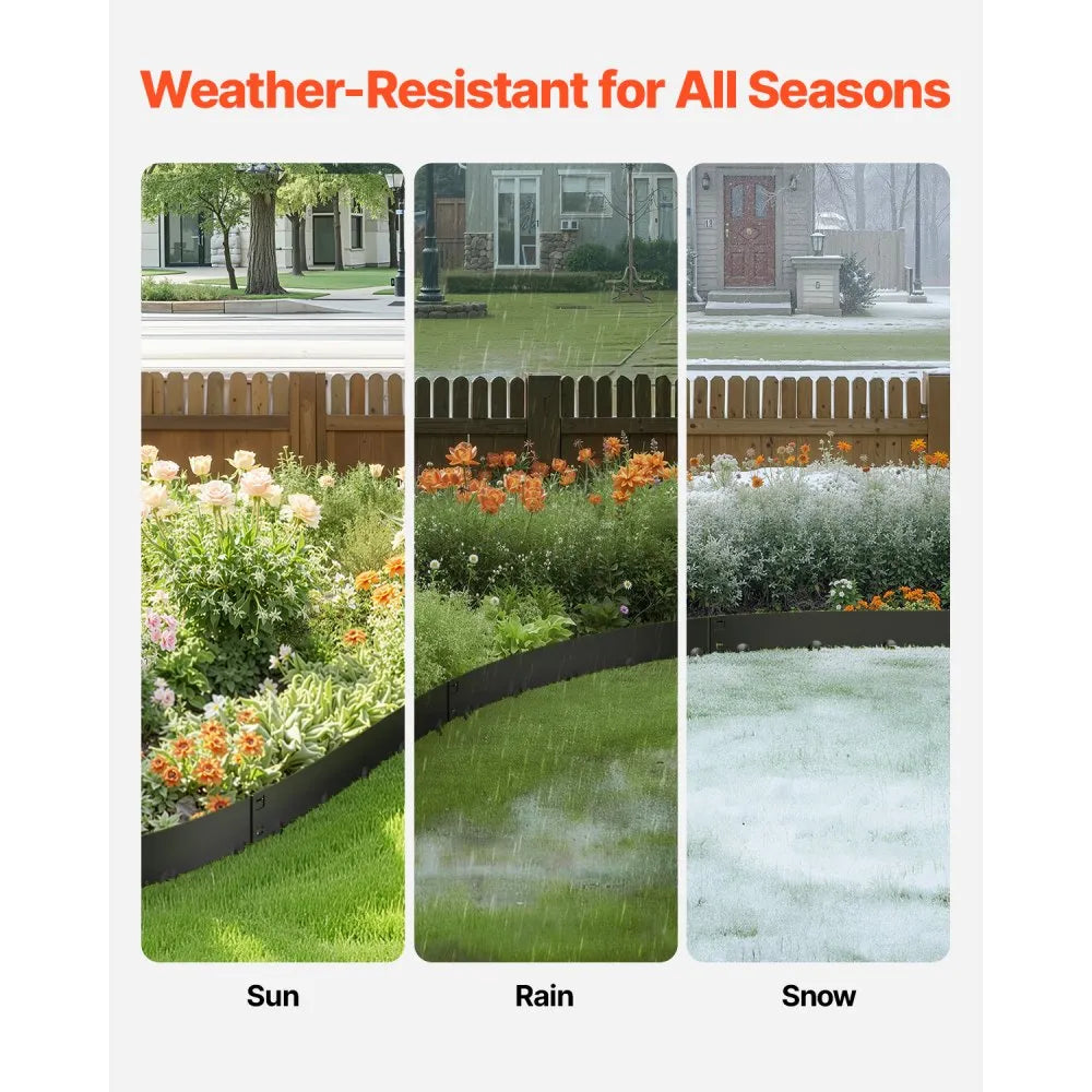 VEVOR Steel Landscape Edging, 5 Packs 39 x 4 in Rust-Resistant Metal Landscape Edging, Bendable Garden Edging Border, Heavy Duty Lawn Edging, Easy-to-Install, Flower Bed Yard Pathway Divider Black