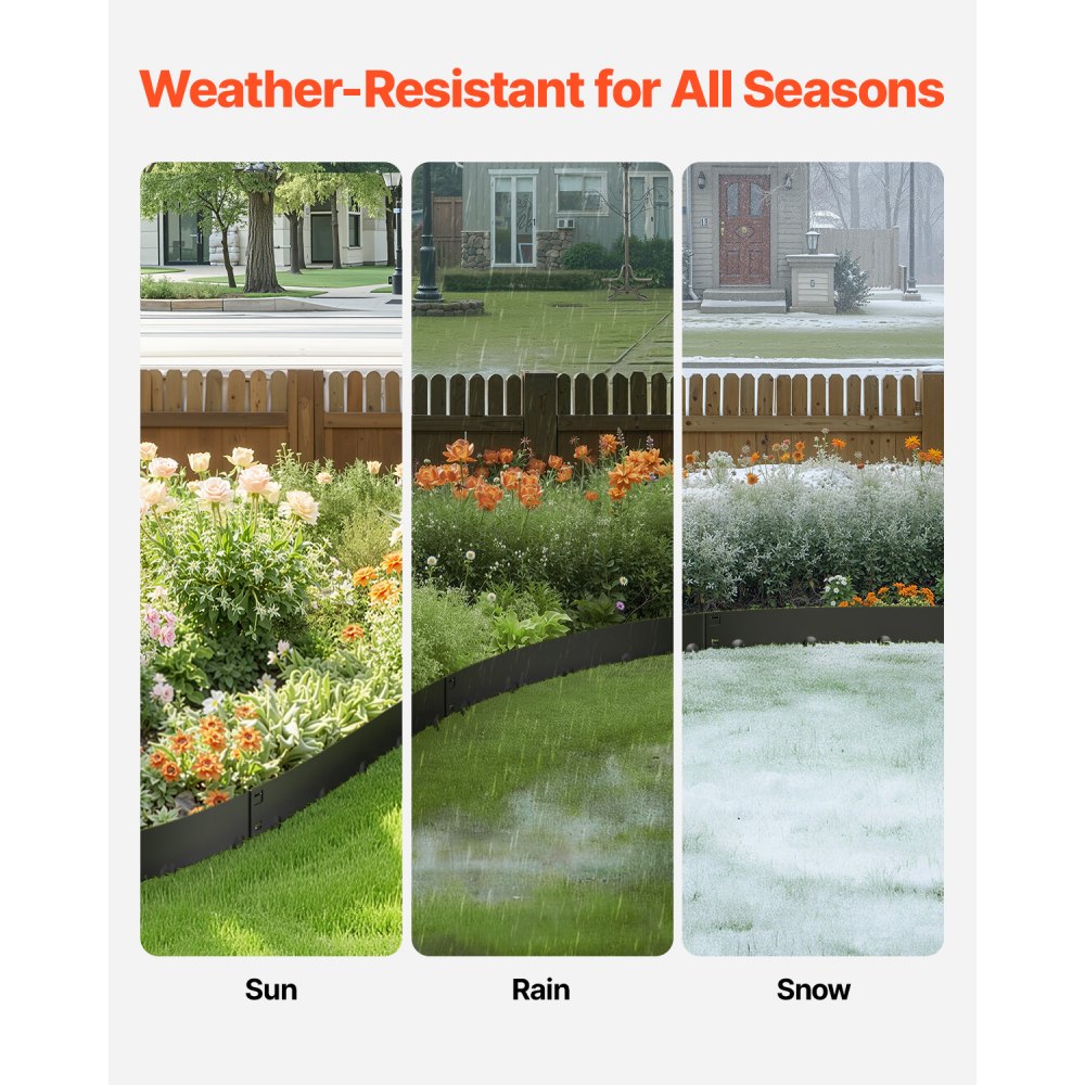 VEVOR Steel Landscape Edging, 5 Packs 39 x 5 in Rust-Resistant Metal Landscape Edging, Bendable Garden Edging Border, Heavy Duty Lawn Edging, Easy-to-Install, Flower Bed Yard Pathway Divider Black