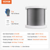 VEVOR Wire Rope, 1/4" 250 ft Zinc Galvanized Carbon Steel Cable with Gloves, 7000 lbs Breaking Strength, 7 x 19 Strands Construction Marine Aircraft Grade for Handrail Stair Decking Fence Outdoors