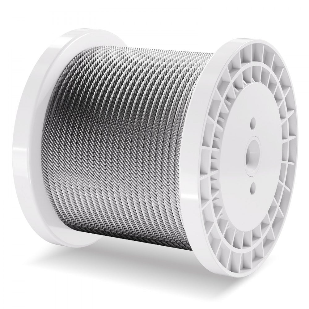 VEVOR Wire Rope, 1/4" 250 ft Zinc Galvanized Carbon Steel Cable with Gloves, 7000 lbs Breaking Strength, 7 x 19 Strands Construction Marine Aircraft Grade for Handrail Stair Decking Fence Outdoors