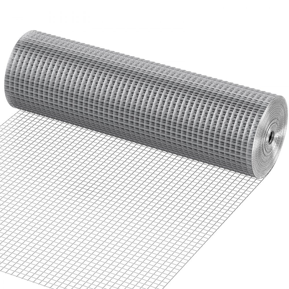 VEVOR Hardware Cloth 1/2 inch 24 inch x 50 ft 19 Gauge Chicken Wire Fence, Hot-Dip Galvanized After Welding Metal Wire Mesh Roll, Garden Plant Welded Fencing Roll Supports Poultry Netting Cage Fence