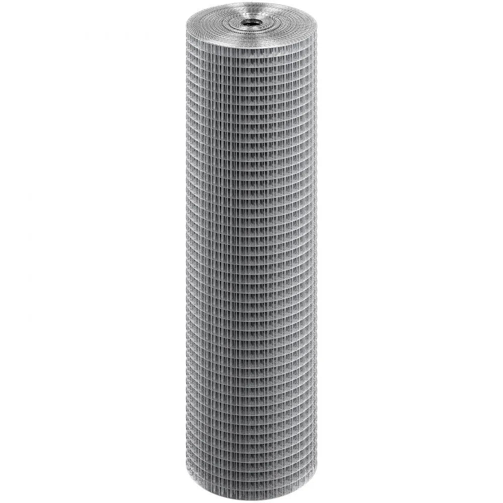 VEVOR Hardware Cloth 1/2 inch 24 inch x 50 ft 19 Gauge Chicken Wire Fence, Hot-Dip Galvanized After Welding Metal Wire Mesh Roll, Garden Plant Welded Fencing Roll Supports Poultry Netting Cage Fence