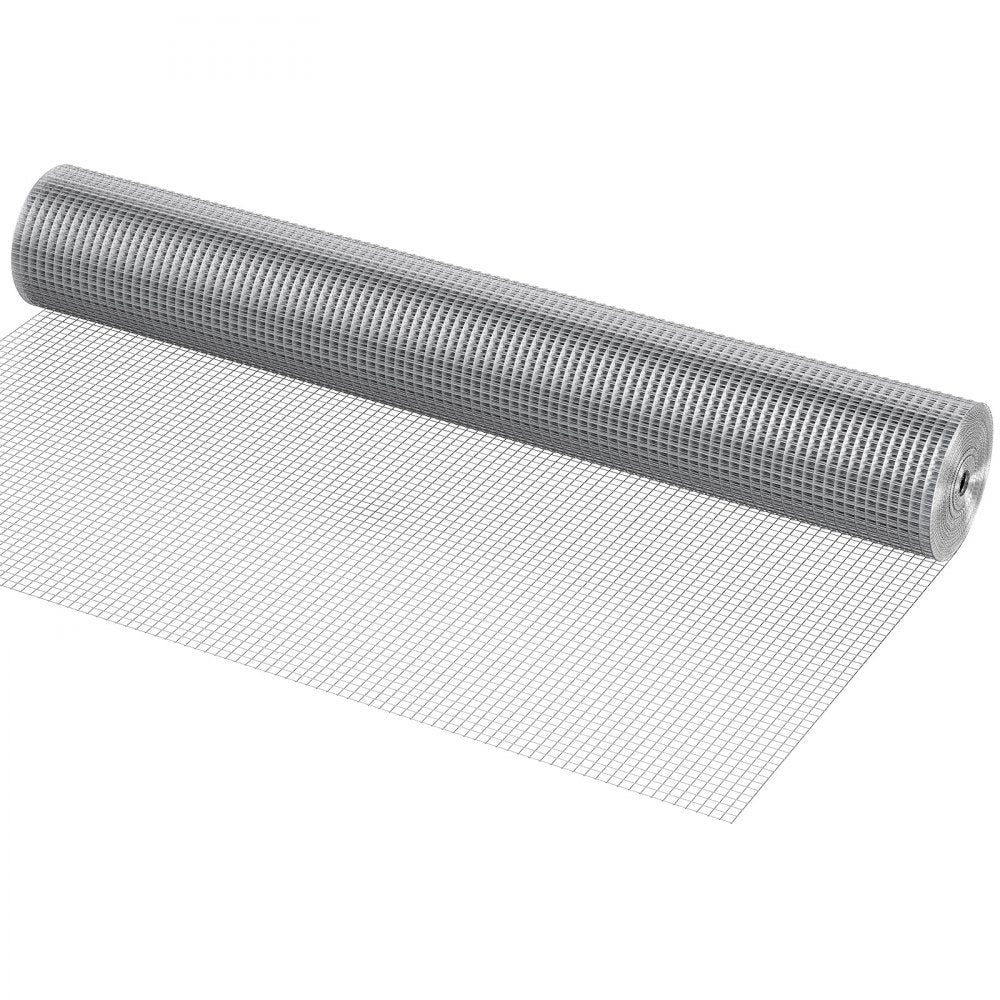 VEVOR Hardware Cloth 1/2 inch 48 inch x 50 ft 19 Gauge Chicken Wire Fence, Hot-Dip Galvanized After Welding Metal Wire Mesh Roll, Garden Plant Welded Fencing Roll Supports Poultry Netting Cage Fence