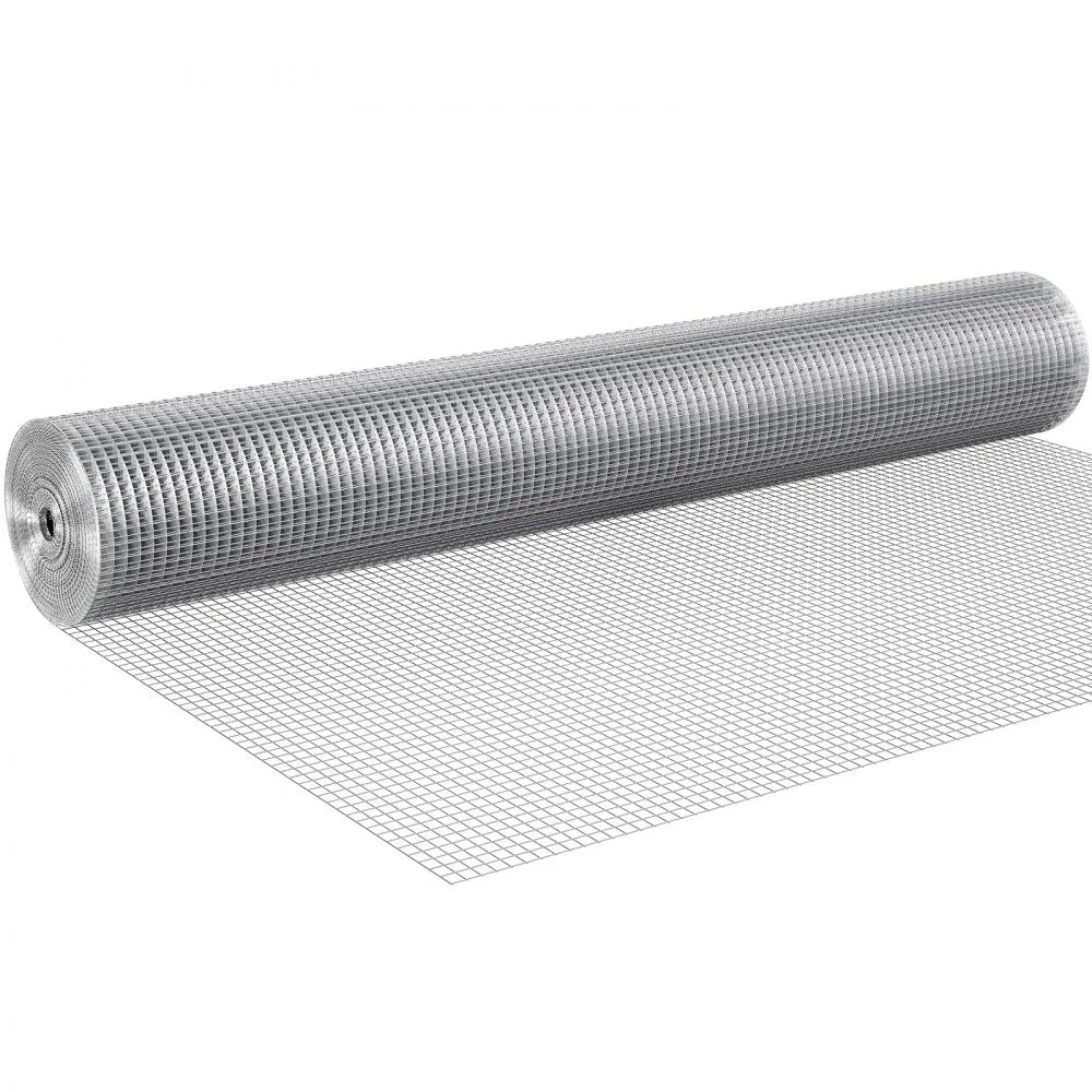 VEVOR Hardware Cloth 1/2 inch 48 inch x 50 ft 19 Gauge Chicken Wire Fence, Hot-Dip Galvanized After Welding Metal Wire Mesh Roll, Garden Plant Welded Fencing Roll Supports Poultry Netting Cage Fence