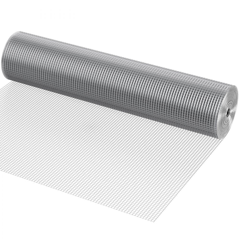 VEVOR Hardware Cloth 1/2 inch 48 inch x 100 ft 19 Gauge Chicken Wire Fence, Hot-Dip Galvanized After Welding Metal Wire Mesh Roll, Garden Plant Welded Fencing Roll Supports Poultry Netting Cage Fence