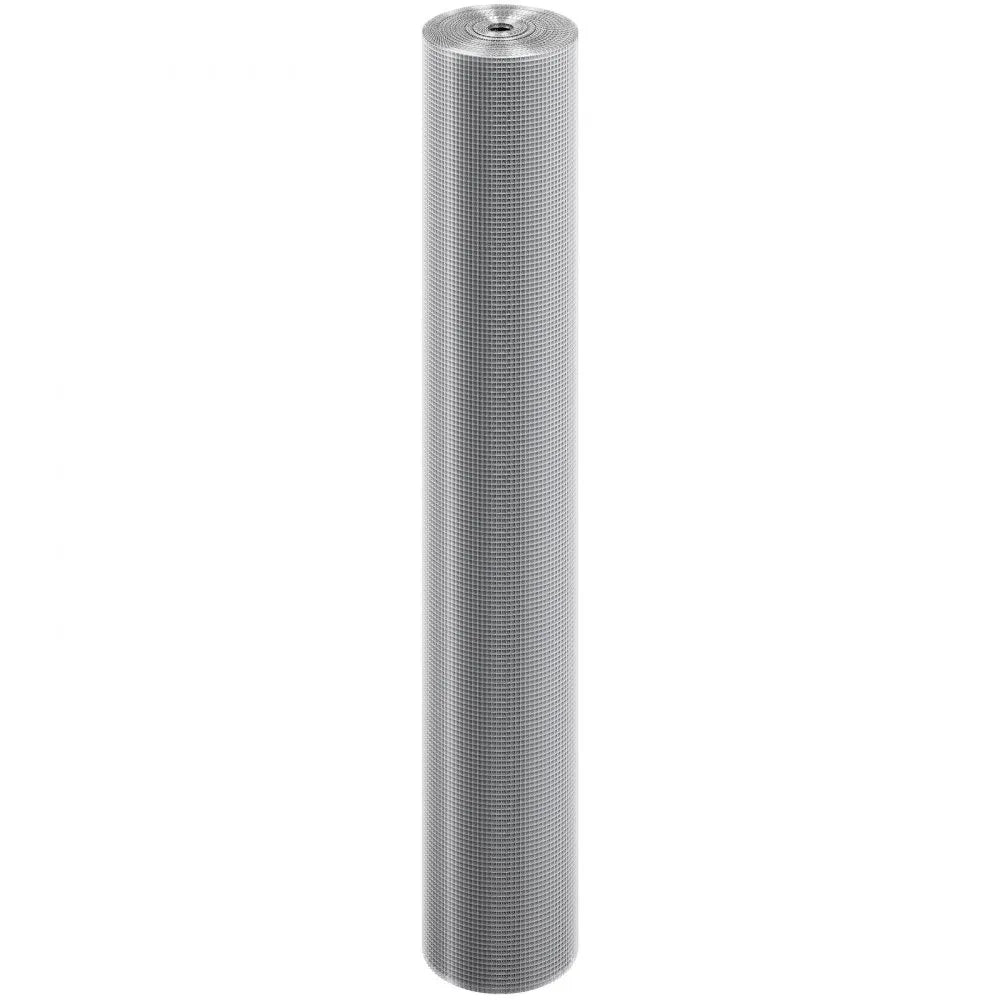 VEVOR Hardware Cloth 1/4 inch 48 inch x 100 ft 23 Gauge Chicken Wire Fence, Hot-Dip Galvanized After Welding Metal Wire Mesh Roll, Garden Plant Welded Fencing Roll Supports Poultry Netting Cage Fence